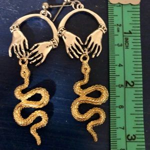 Goth Halloween snake earrings